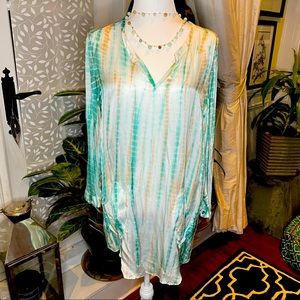 💀NWT Zadig & Voltaire SILK boho dress, Sz M, Split neck, NICE pockets!